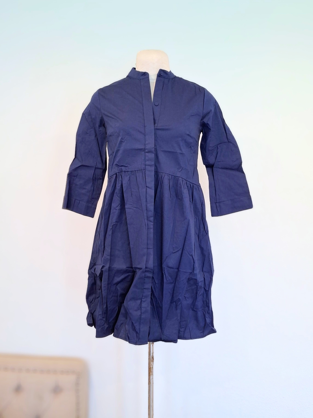 NWT Tuckernuck Navy Blue Cotton Poplin Royal Button Shirt Mini Dress XS